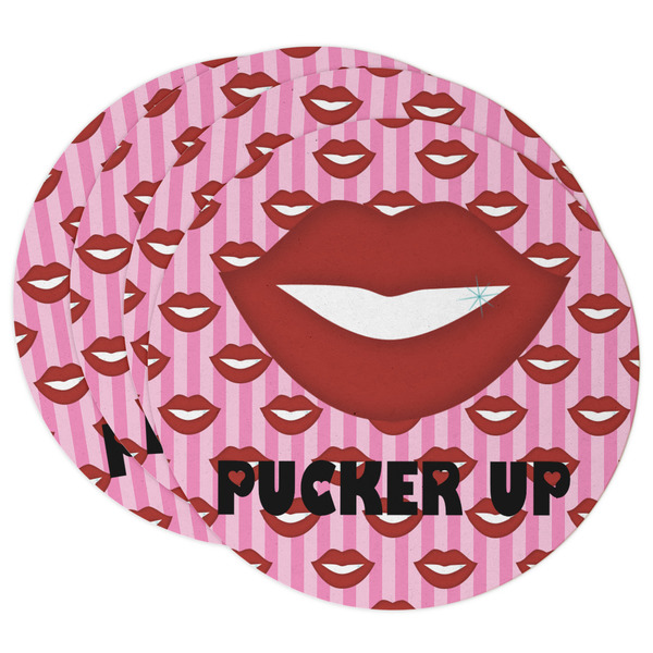 Custom Lips (Pucker Up) Round Paper Coasters