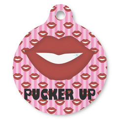 Lips (Pucker Up) Round Pet ID Tag - Large