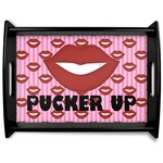 Lips (Pucker Up) Black Wooden Tray - Large