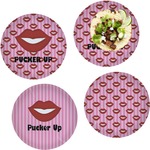 Lips (Pucker Up) Set of 4 Glass Lunch / Dinner Plate 10"