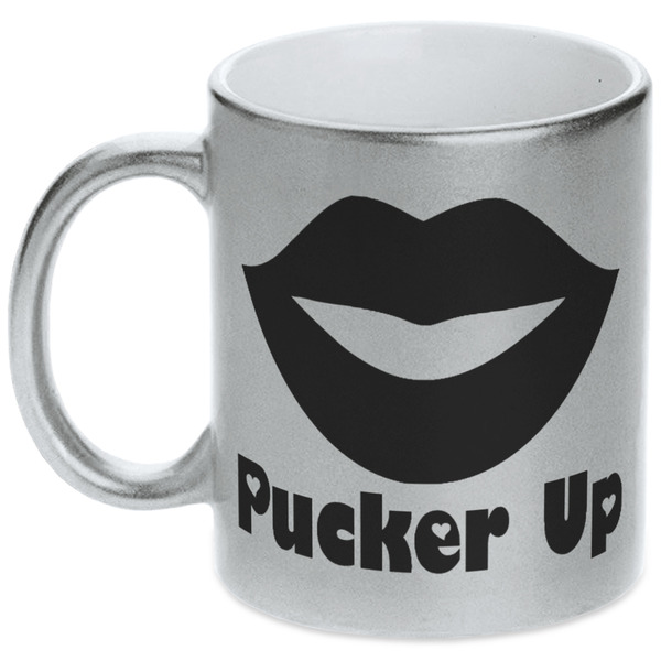 Custom Lips (Pucker Up) Metallic Silver Mug