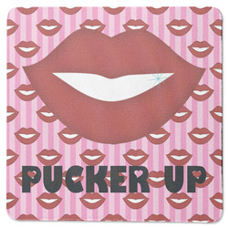 Lips (Pucker Up) Square Rubber Backed Coaster