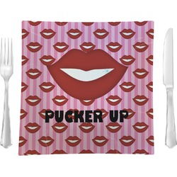 Lips (Pucker Up) Glass Square Lunch / Dinner Plate 9.5"