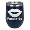 Lips (Pucker Up) Stainless Wine Tumblers - Navy - Double Sided - Front