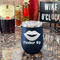 Lips (Pucker Up) Stainless Wine Tumblers - Navy - Double Sided - In Context