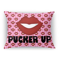Lips (Pucker Up) Rectangular Throw Pillow Case - 12"x18"