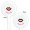 Lips (Pucker Up) White Plastic 5.5" Stir Stick - Double Sided - Round - Front & Back