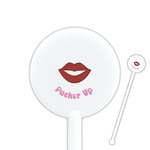 Lips (Pucker Up) 5.5" Round Plastic Stir Sticks - White - Double Sided