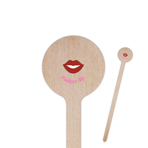 Custom Lips (Pucker Up) 7.5" Round Wooden Stir Sticks - Single Sided