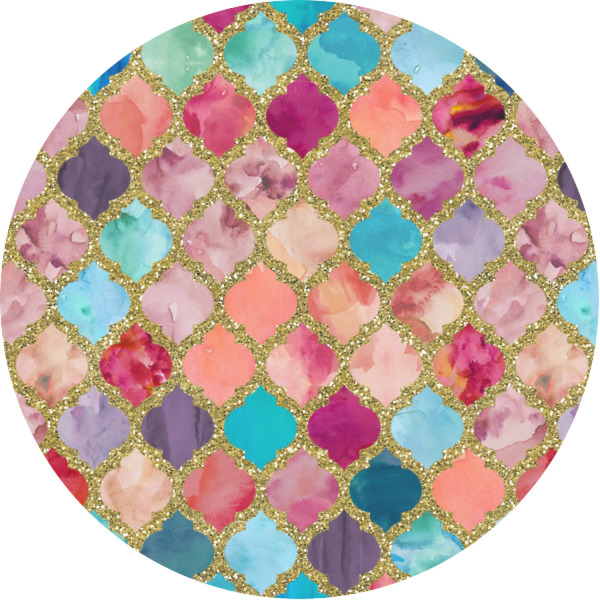 Custom Glitter Moroccan Watercolor Multipurpose Round Labels - 1"