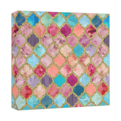 Glitter Moroccan Watercolor Canvas Print - 12x12