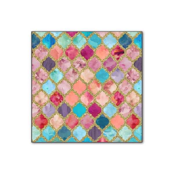 Custom Glitter Moroccan Watercolor Wood Print - 12x12