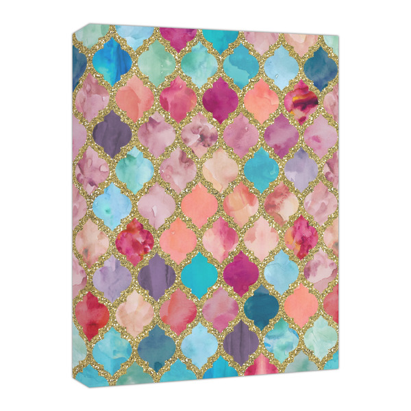 Custom Glitter Moroccan Watercolor Canvas Print - 16x20