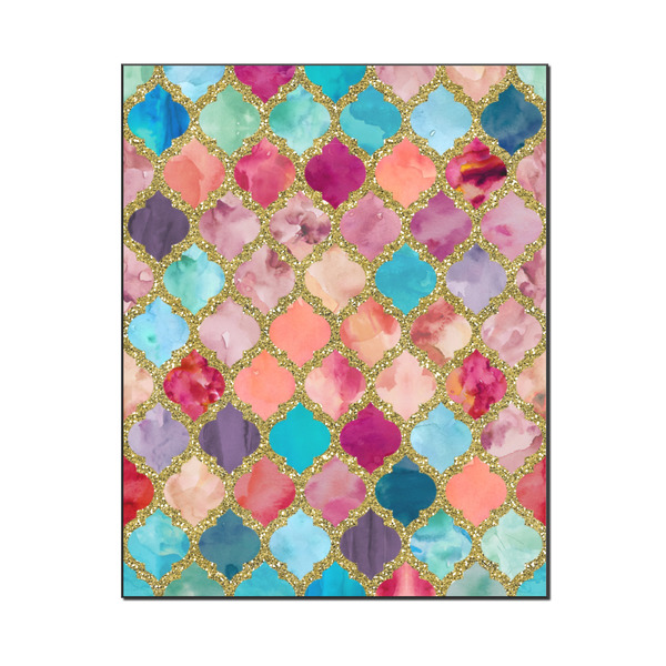 Custom Glitter Moroccan Watercolor Wood Print - 16x20