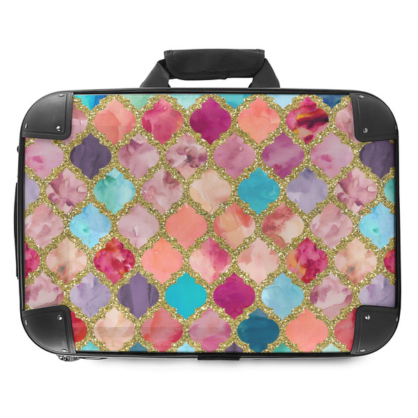 Custom Glitter Moroccan Watercolor Hard Shell Briefcase - 18"