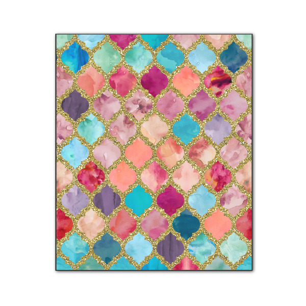 Custom Glitter Moroccan Watercolor Wood Print - 20x24