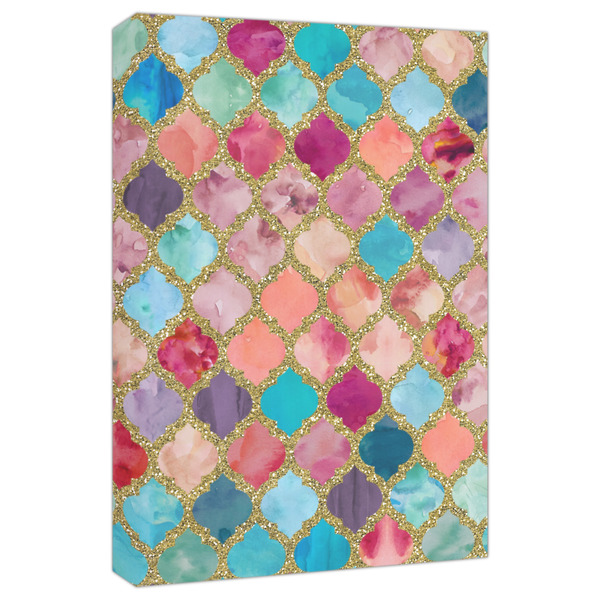 Custom Glitter Moroccan Watercolor Canvas Print - 20x30