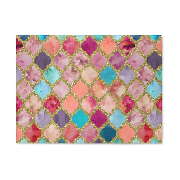 Custom Glitter Moroccan Watercolor 5' x 7' Patio Rug