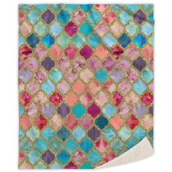 Glitter Moroccan Watercolor Sherpa Throw Blanket - 60"x80"