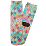 Glitter Moroccan Watercolor Adult Crew Socks