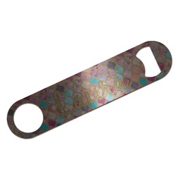 Glitter Moroccan Watercolor Bar Bottle Opener - Silver