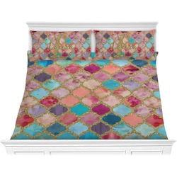 Glitter Moroccan Watercolor Comforter Set - King