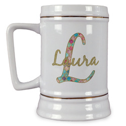 Glitter Moroccan Watercolor Beer Stein