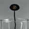 Glitter Moroccan Watercolor Black Plastic 7" Stir Stick - Oval - Main