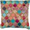 Glitter Moroccan Watercolor Burlap Pillow 22"