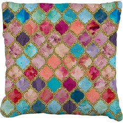 Glitter Moroccan Watercolor Faux-Linen Throw Pillow 26"