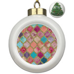 Glitter Moroccan Watercolor Ceramic Ball Ornament - Christmas Tree