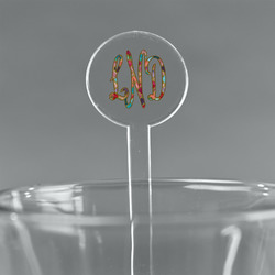 Glitter Moroccan Watercolor 7" Round Plastic Stir Sticks - Clear