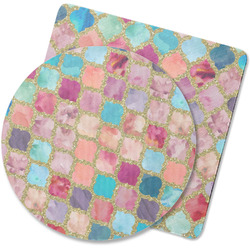 Glitter Moroccan Watercolor Rubber Backed Coaster