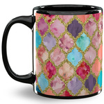 Glitter Moroccan Watercolor 11 Oz Coffee Mug - Black