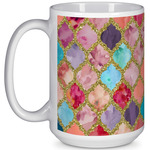 Glitter Moroccan Watercolor 15 Oz Coffee Mug - White