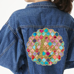 Glitter Moroccan Watercolor Twill Iron On Patch - Custom Shape - 3XL