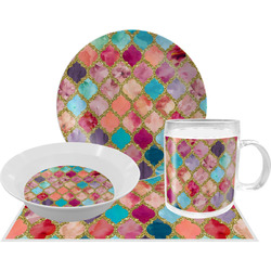 Glitter Moroccan Watercolor Dinner Set - Single 4 Pc Setting