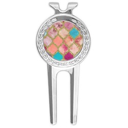 Glitter Moroccan Watercolor Golf Divot Tool & Ball Marker