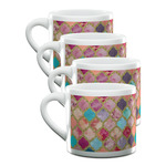 Glitter Moroccan Watercolor Double Shot Espresso Cups - Set of 4