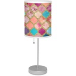 Glitter Moroccan Watercolor 7" Drum Lamp with Shade Polyester