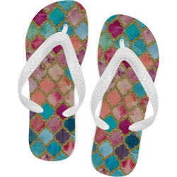 Glitter Moroccan Watercolor Flip Flops - XSmall
