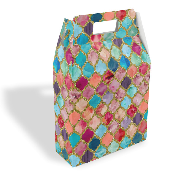 Custom Glitter Moroccan Watercolor Gable Favor Box