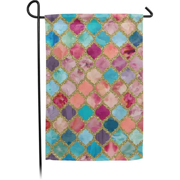 Custom Glitter Moroccan Watercolor Small Garden Flag - Double Sided