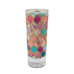 Glitter Moroccan Watercolor 2 oz Shot Glass - Glass with Gold Rim