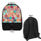 Glitter Moroccan Watercolor Large Backpack - Black - Front & Back View