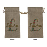 Glitter Moroccan Watercolor Large Burlap Gift Bag - Front & Back