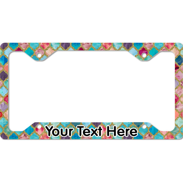 Custom Glitter Moroccan Watercolor License Plate Frame - Style C