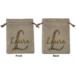 Glitter Moroccan Watercolor Medium Burlap Gift Bag - Front & Back