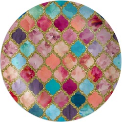 Glitter Moroccan Watercolor Melamine Plate - 10"