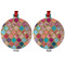 Glitter Moroccan Watercolor Metal Ball Ornament - Front and Back